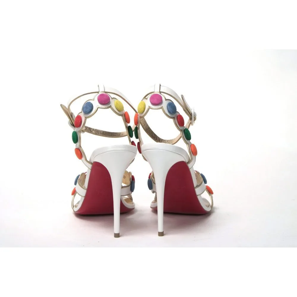 Christian Louboutin White Multicolor Spot Design High Heels Shoes Sandal - Picture 5 of 10